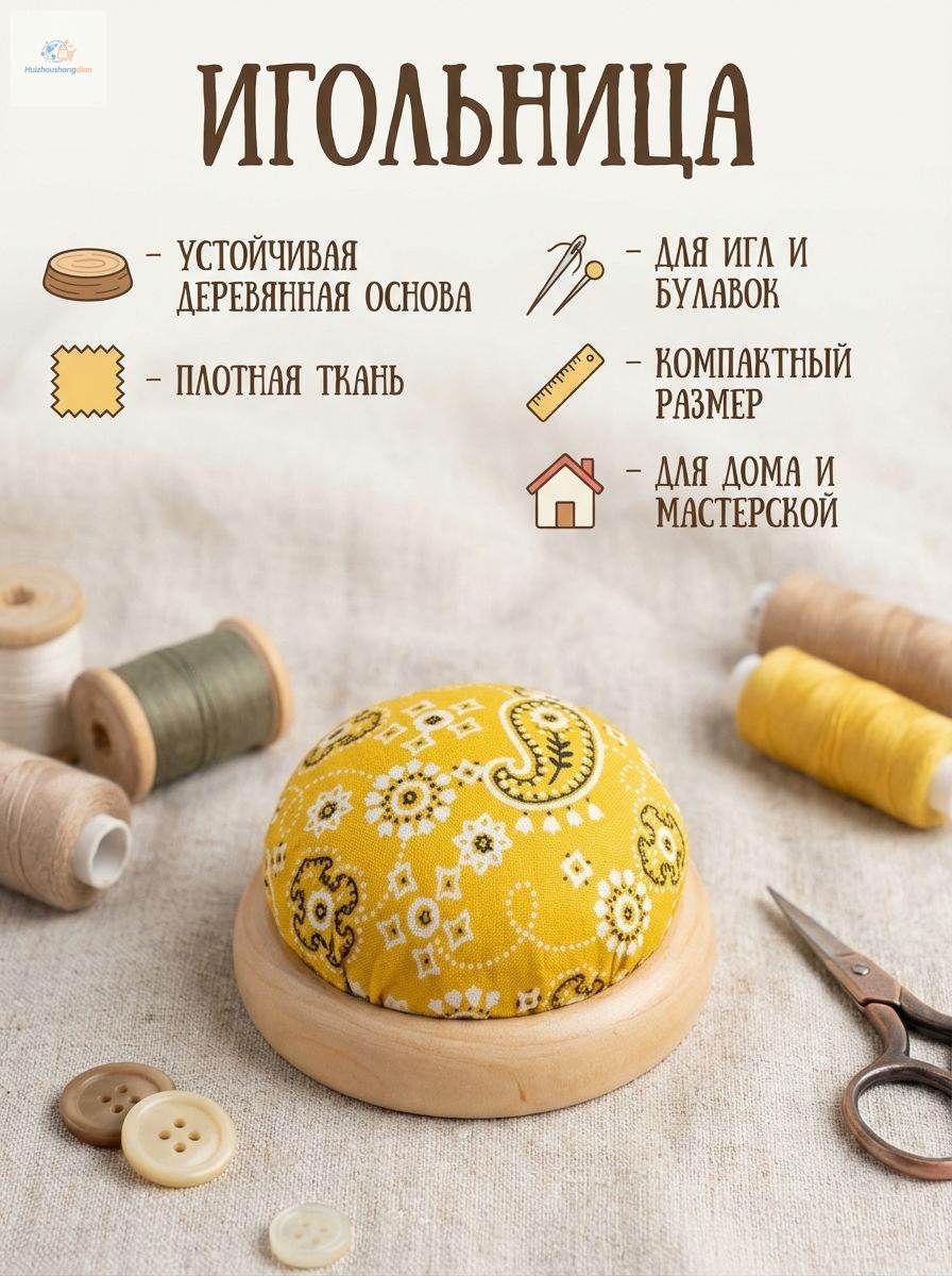 Игольница на деревянной подставке мягкая