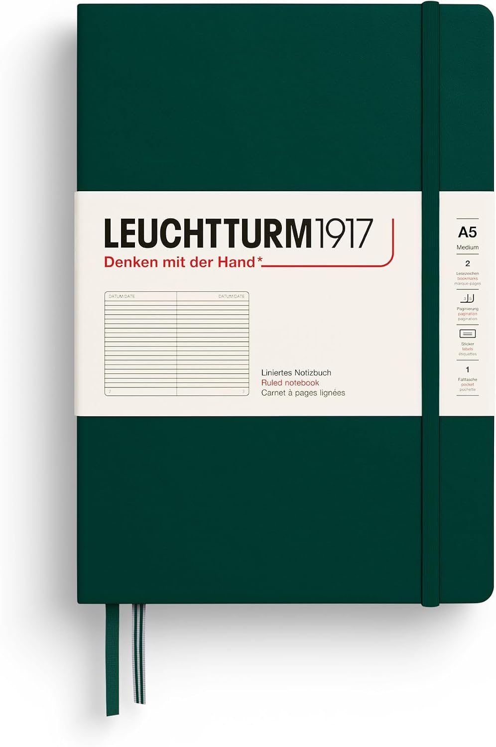 Блокнот Leuchtturm1917, средний, в линейку, цвет Forest Green
