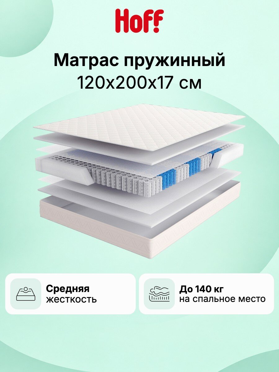 Матрас односпальный MILDEX Capri, 120х200 см, пружинный, средняя жесткость