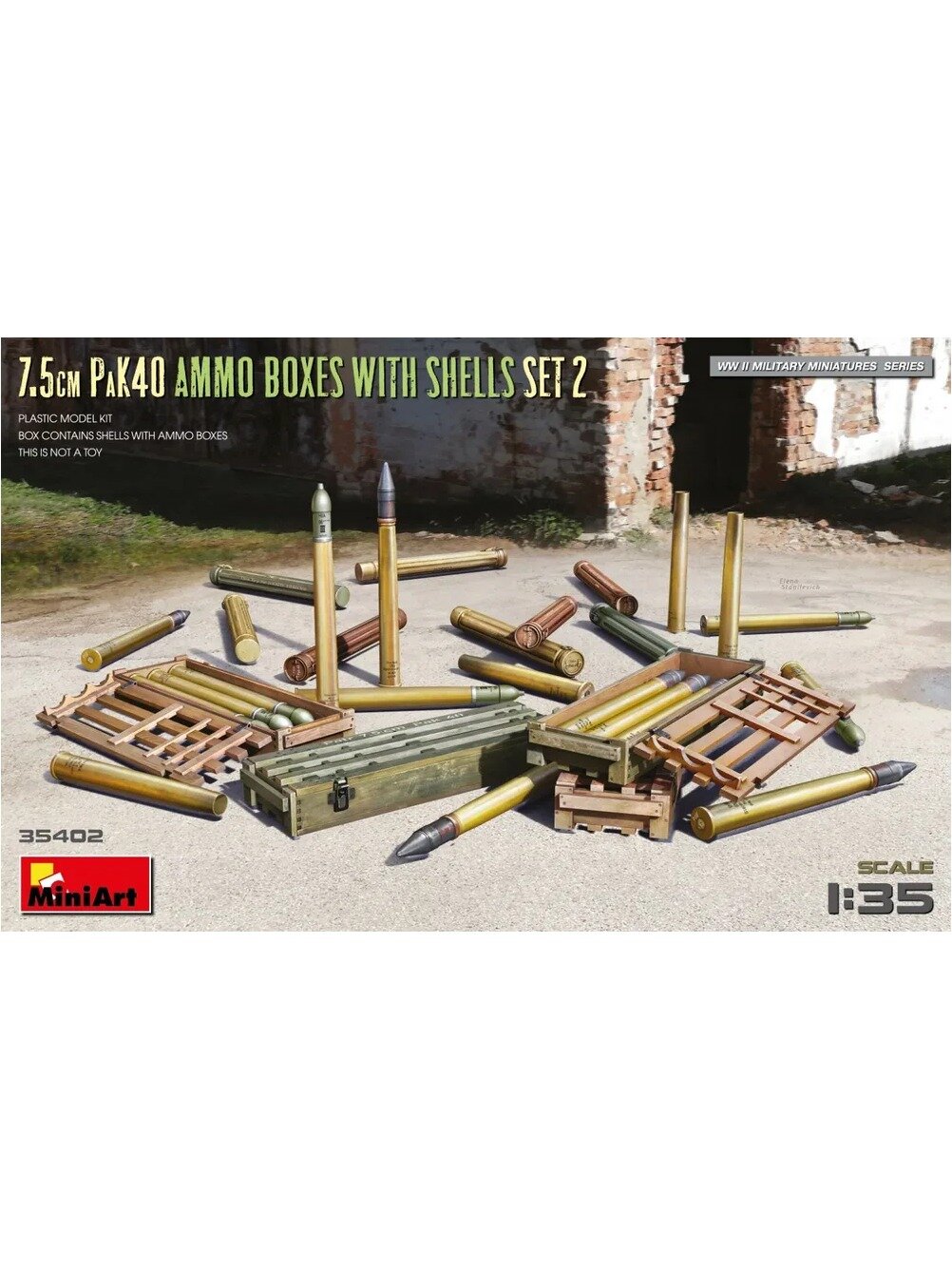 Miniart 35402 1/35 7,5 см PaK40 комплект поставки 2 модели в сборе