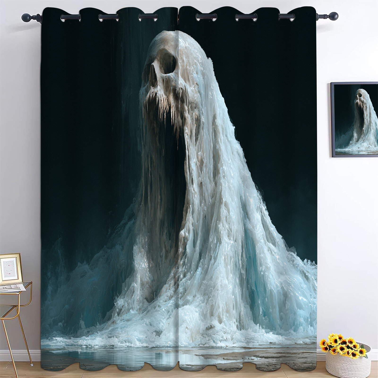 Готика Лед Череп Комплект штор блэкаут на люверсах 2 шт, 145x240cm в спальню
