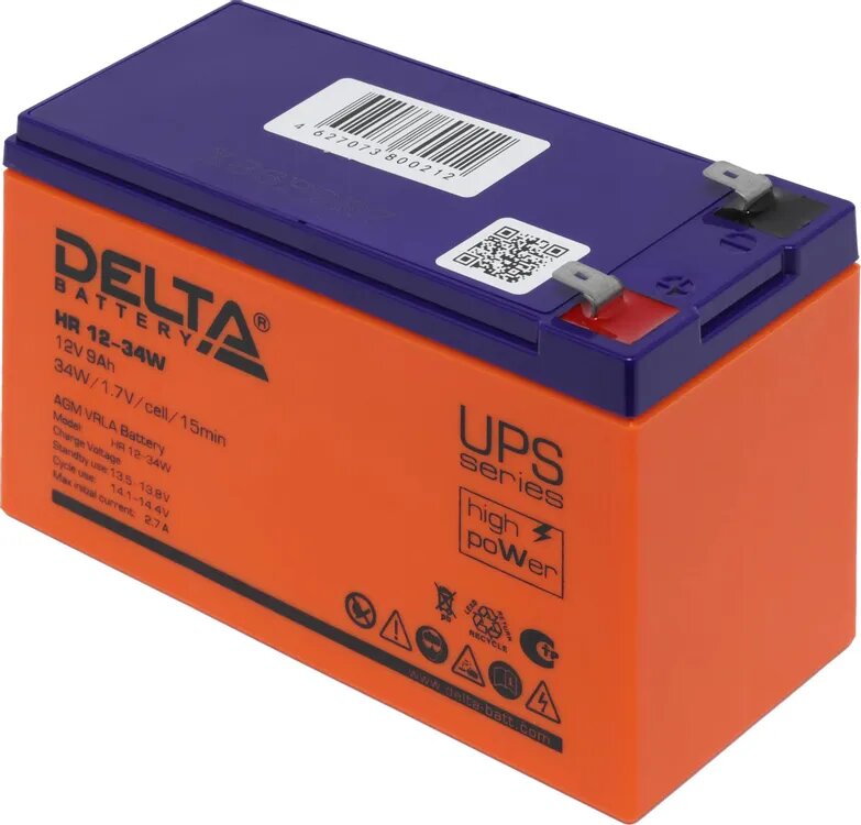 Аккумуляторная батарея Delta HR 12-34 W для ИБП, 12В, 9Ач