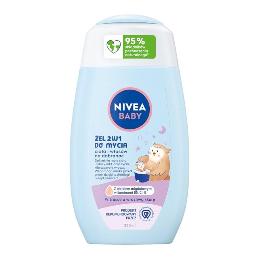 Средство для душа Nivea Baby гель 2 в 1 для мытья тела и волос перед сном, 200 мл