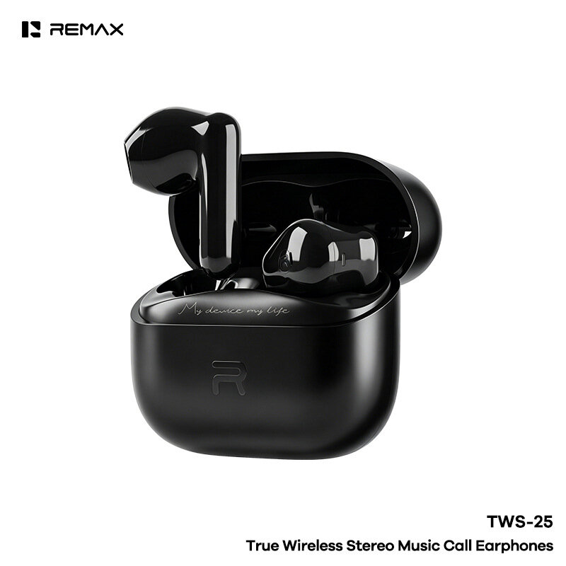 REMAX TWS-25 Беспроводные Bluetooth Наушники, Шумоподавление 4 Микрофонов, Долгое Время Работы, Стерео, Черный