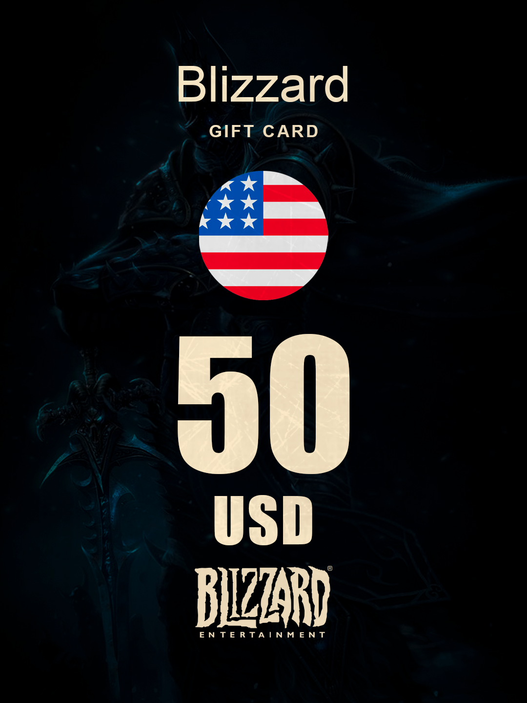 Подарочная карта Blizzard 50 USD — США | Оригинальный цифровой код пополнения