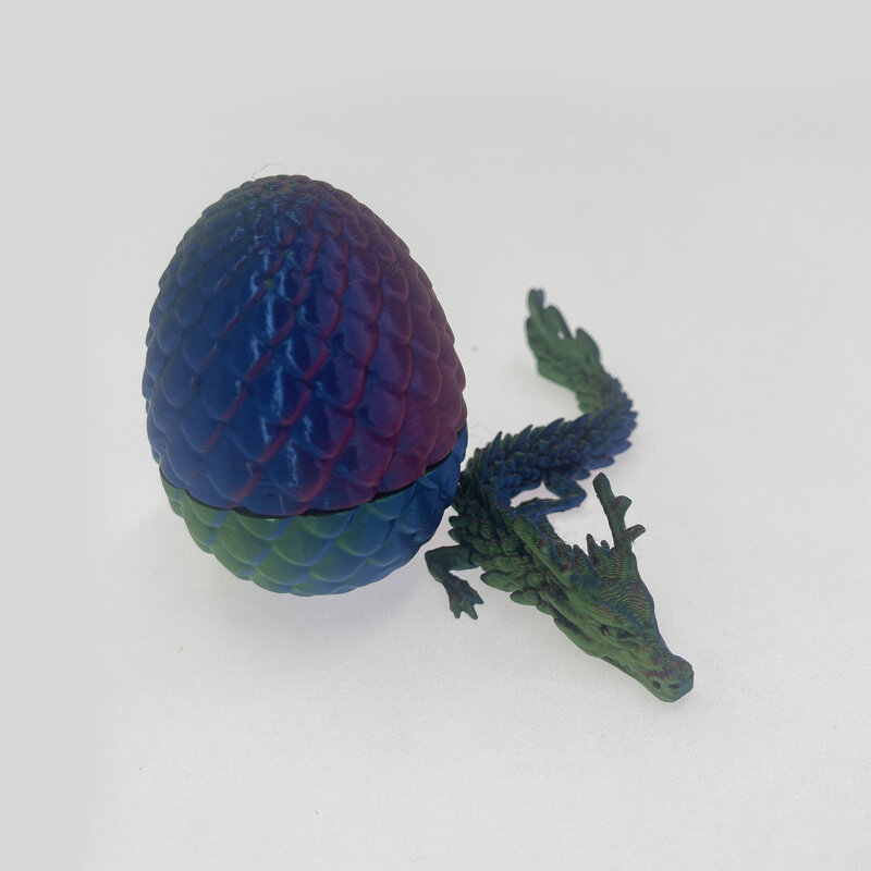 Миниатюрные фигурки китайского дракона в яйце (набор из 2 шт.), 3D-печать, пластик, декор для дома, офиса, рабочего стола и автомобиля, цвета: красный, синий, зеленый