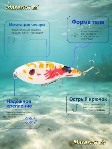Джеркбейт 18 см 55 гр, премиум воблер для щучьей рыбалки