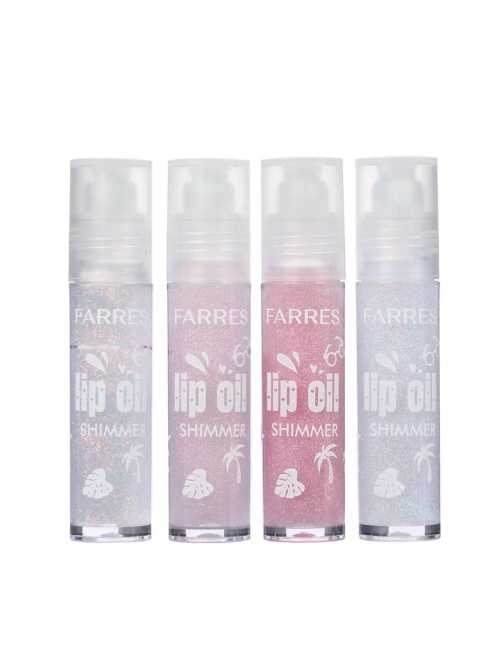 Блеск для губ FARRES Lip Oil Shimmer, набор 12 шт, разные оттенки, 6 г