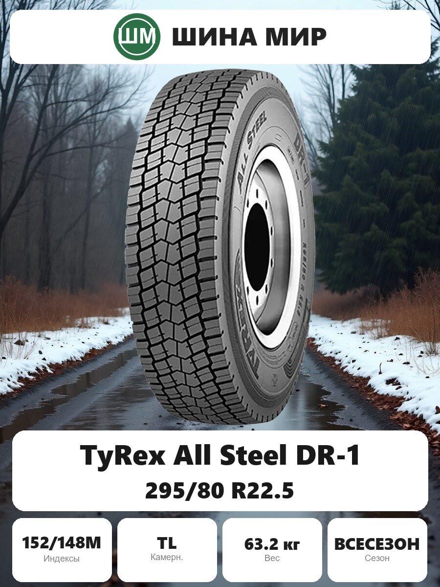 Грузовая шина TyRex All Steel DR-1 295/80 R22.5 152/148M Всесезонная Нешипованная