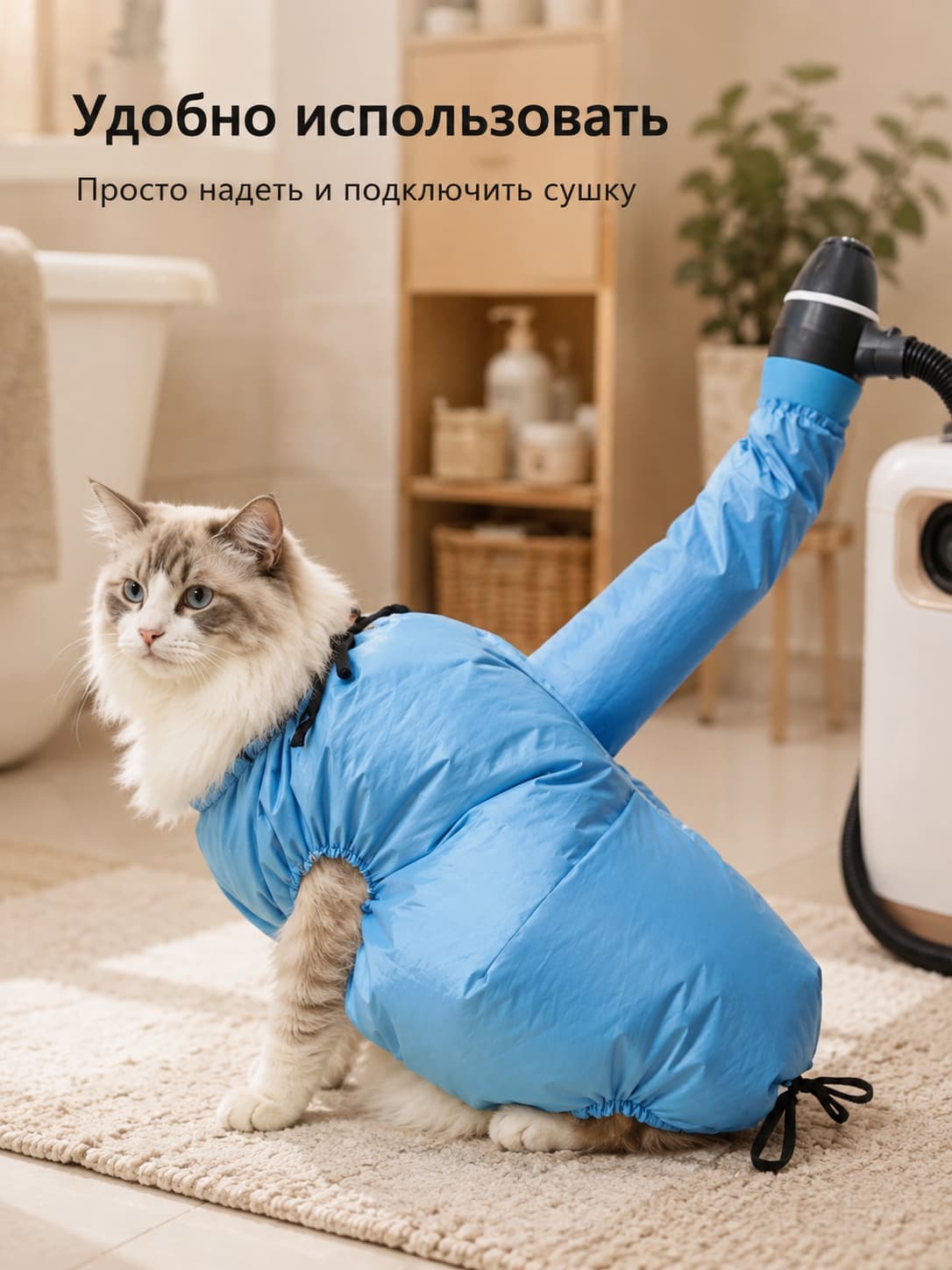 Чехол-сушилка для собак и кошек под фен, мешок для быстрой сушки шерсти после купания, портативный костюм для груминга, S-XL