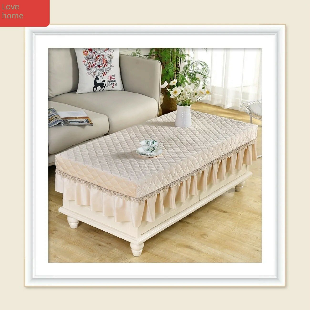 Молочный цвет, велюр, прямоугольный чехол для стола, 60x120 см с краем 25 см