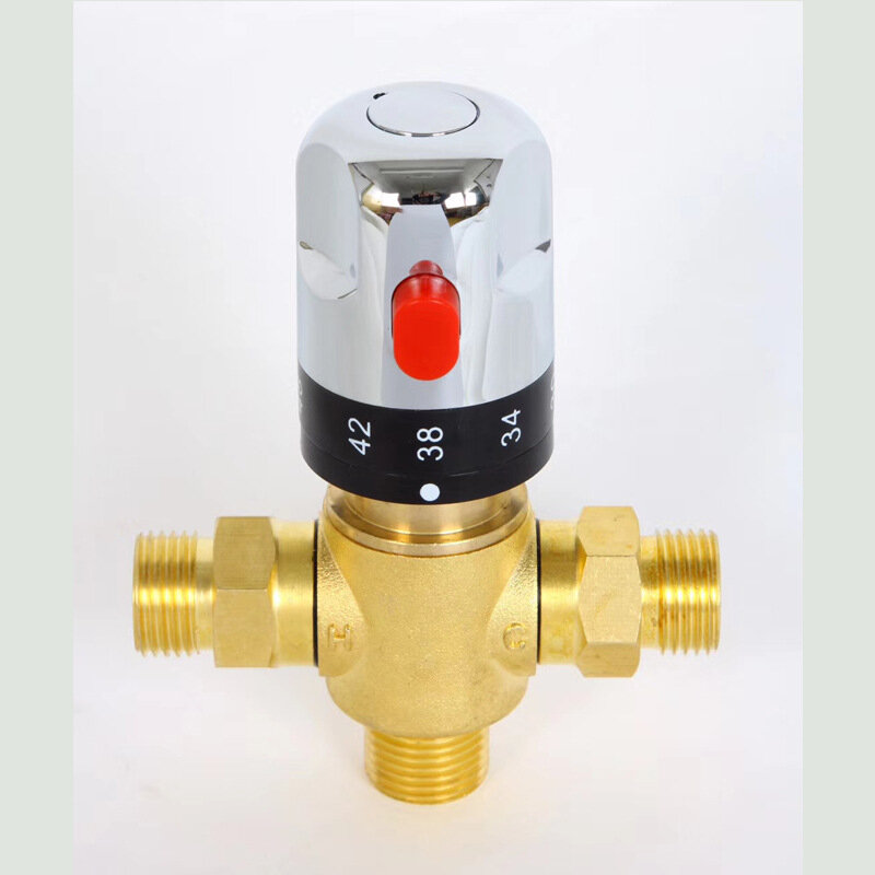 Латунный термостатический смесительный клапан 4 дюйма DN15 натуральный цвет латуни разделенный корпус инженерный клапан