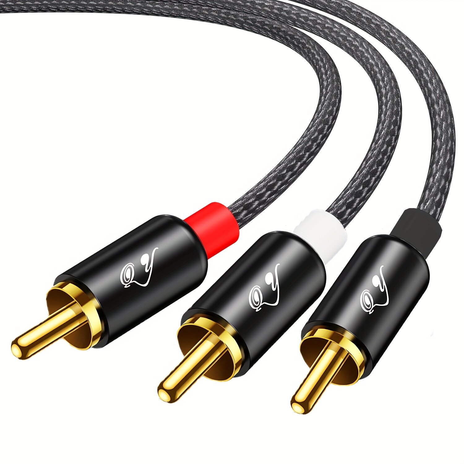 Разветвитель RCA Y-образный 1x штекер-вилка на 2x штекера-вилки, короткий цифровой стереоаудиокабель для сабвуфера и домашнего кинотеатра, двойное экранирование, позолоченные контакты, длина 0,5 м