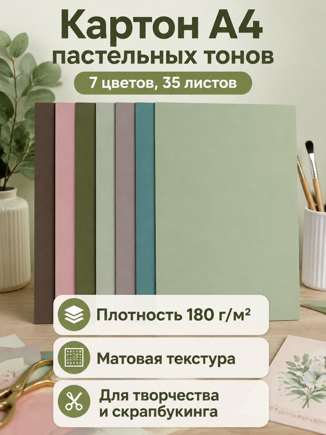 A4, листов: 35 Картон Двухсторонняя, Фактурная
