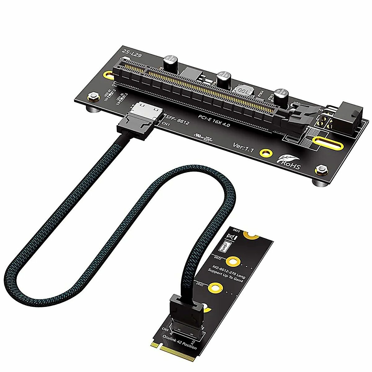 (T W O E) Кабель Окулинк SFF-8612 Для Подключения M.2 М-Ключ 2242/2260/2280 К PCI-E 4.0 X16