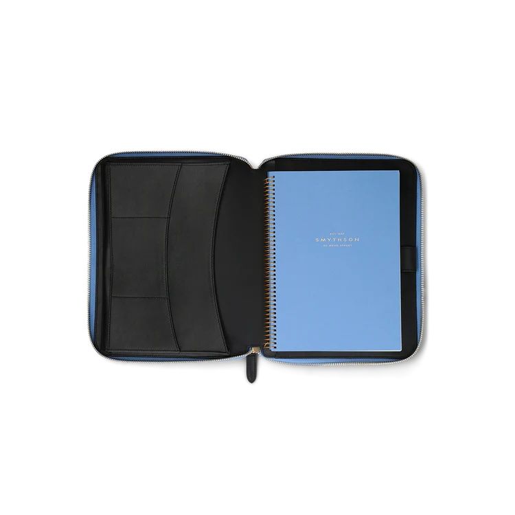 Smythson Органайзер для блокнота A5 Writing Folder with Zip in Panama, синий