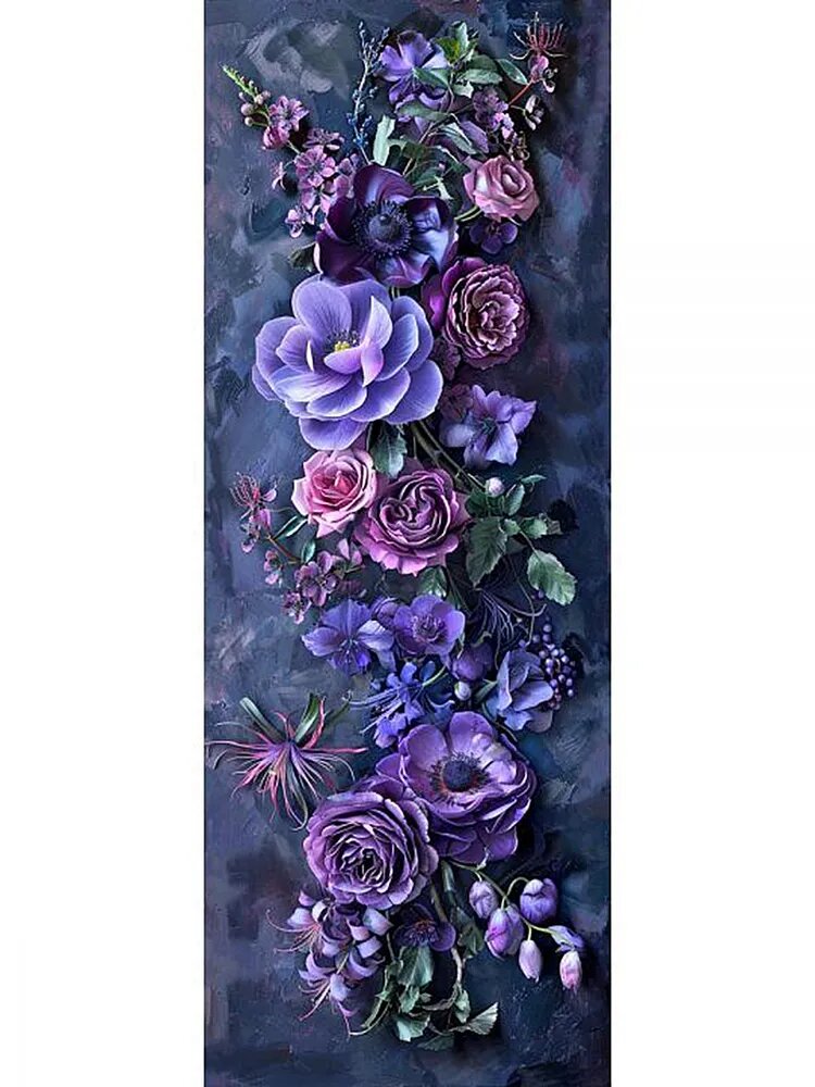 Алмазная мозаика / размер 50x150CM/Пурпурные цветы/алмазная вышивка/Подходит для украшения стен (без подрамника, без рамки)