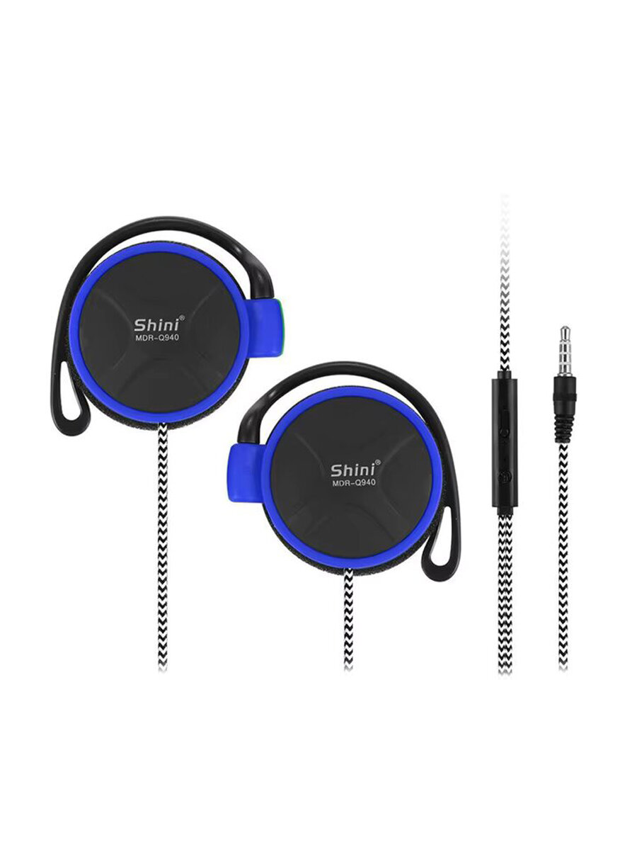 SHINI MDR-Q940 с микрофоном 3.5 мм, синий, наушники проводные для спорта