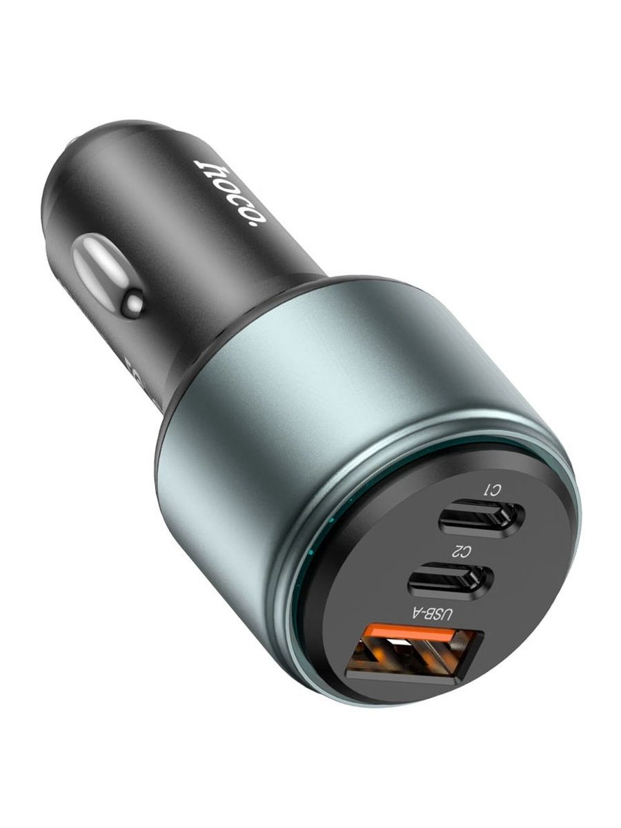 Зарядка в прикуриватель быстрая Type C x2, USB x 1, 95W, для одновременной зарядки ноутбука и телефона