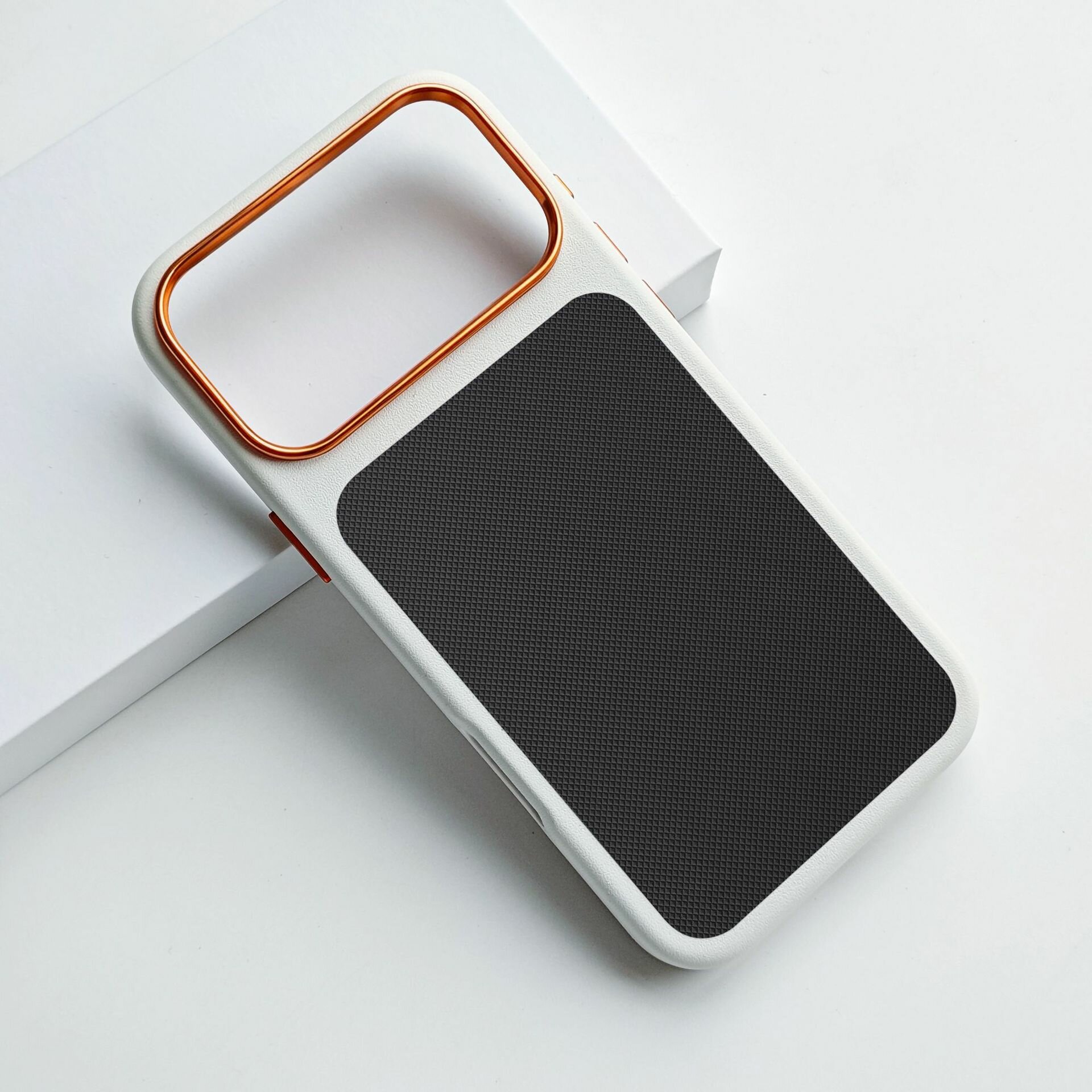Чехол из кожи с MagSafe для iPhone 14 Pro с алмазным узором, анти-отпечатки, черный белый