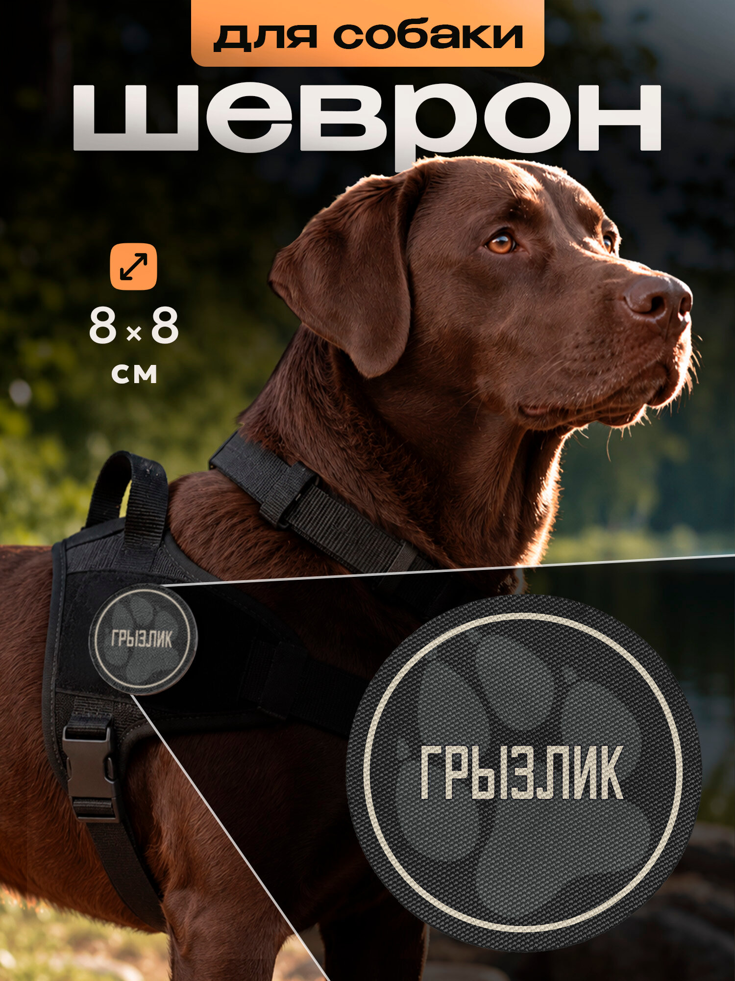 Шеврон IREVIVE , круглый 8 см, Грызлик , на липучке, для формы, военному