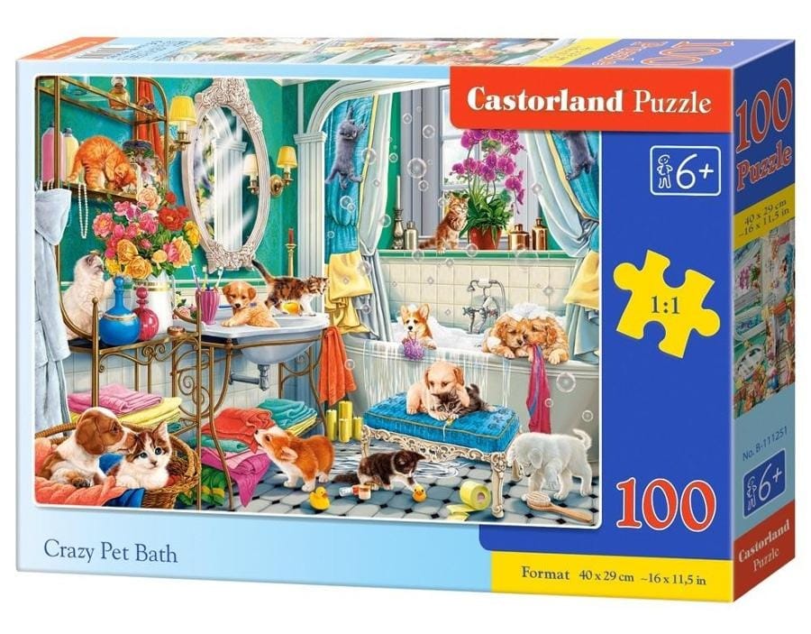 Пазл Castorland crazy pet bath, 100 элементов, 41x27.8 см, разноцветный