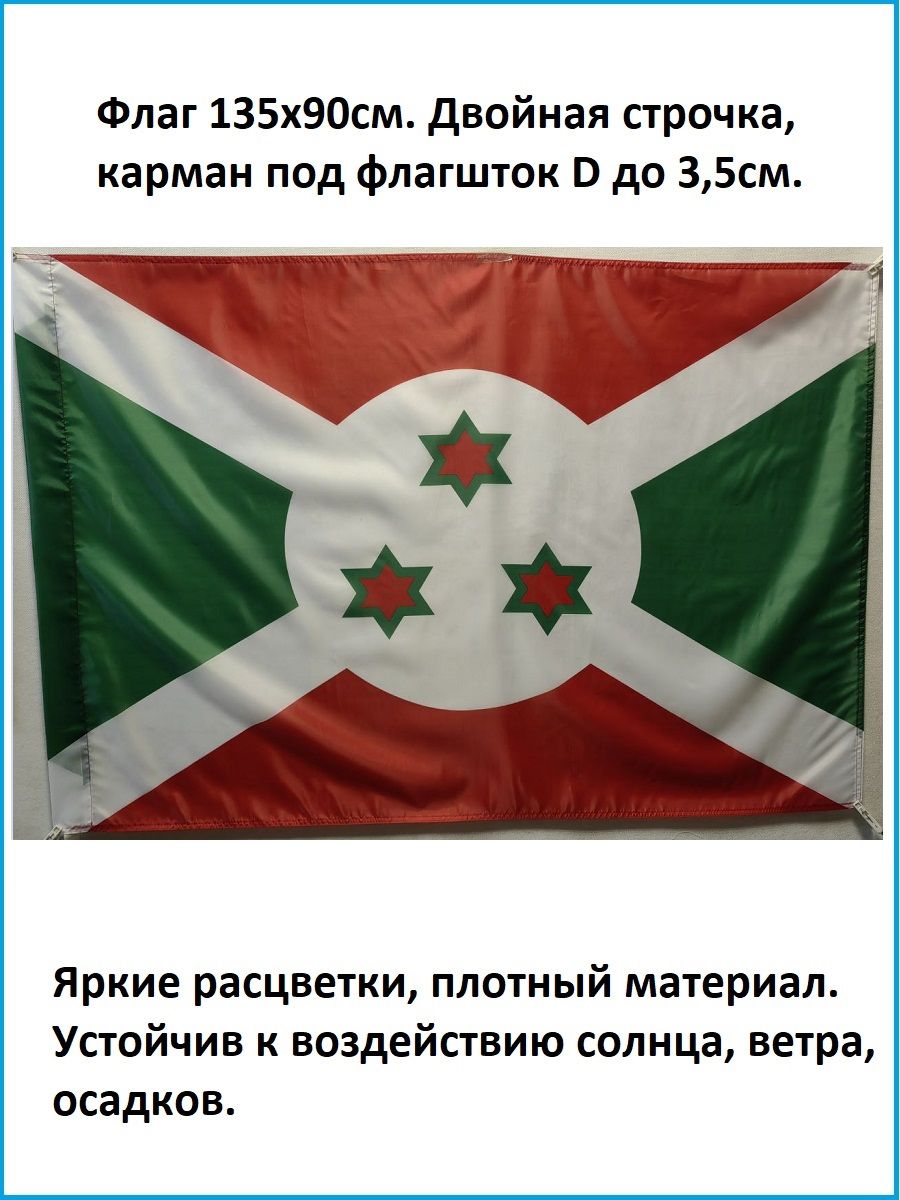 Флаг Бурунди 135х90см.