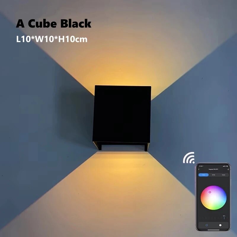 Khelse RGB умный настенный светильник Tuya WIFI Черный, A Cube Black