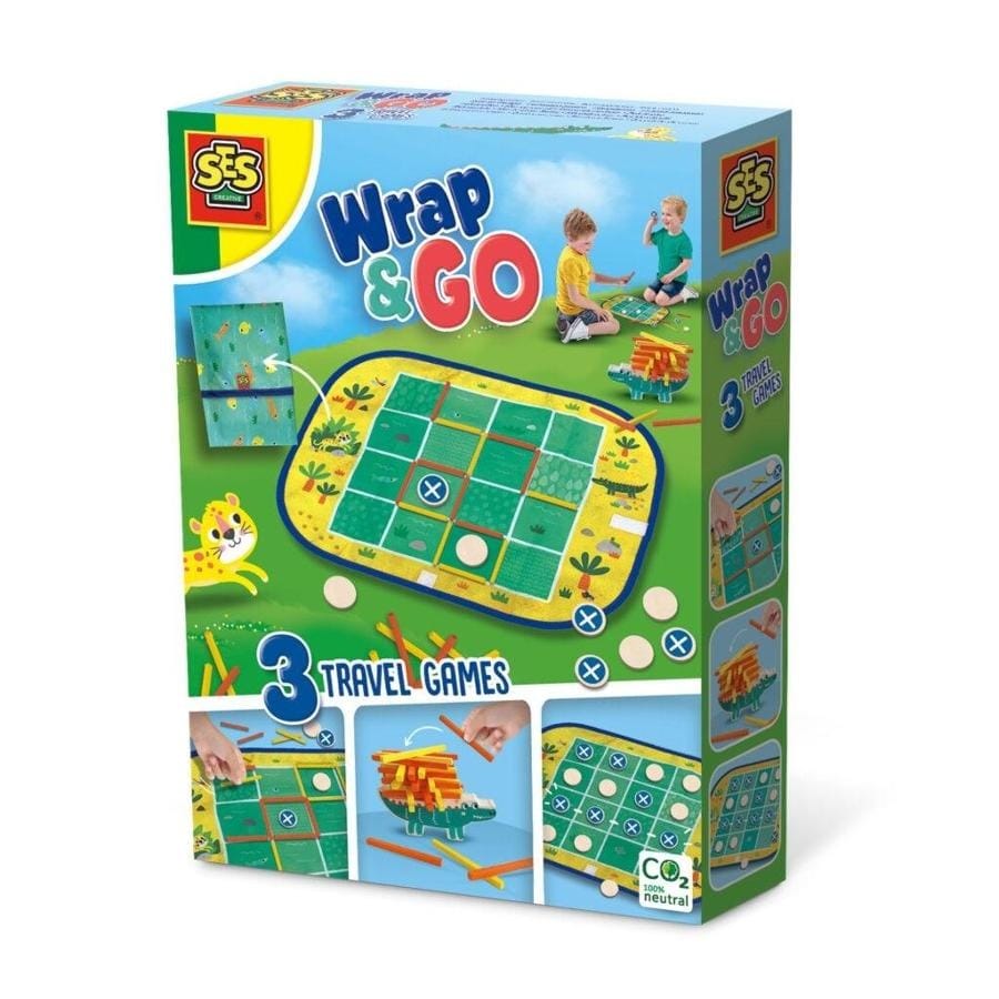 Настольная игра SES Creative Wrap&Go, игры для путешествий 3 в 1 для детей