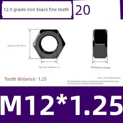 Промышленная гайка с метрической тонкой резьбой M12x1.25, 20 шт, оптовый крепеж для машинного оборудования