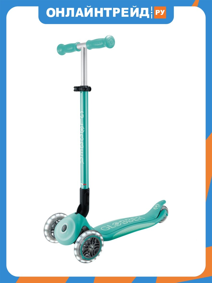 Самокат Globber Primo Foldable Plus Lights V2, Мятный