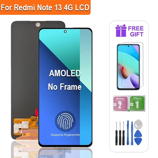ЖК-дисплей Super AMOLED для Xiaomi Redmi Note 13 4G, сенсорный экран в сборе для Redmi OLED No Frame