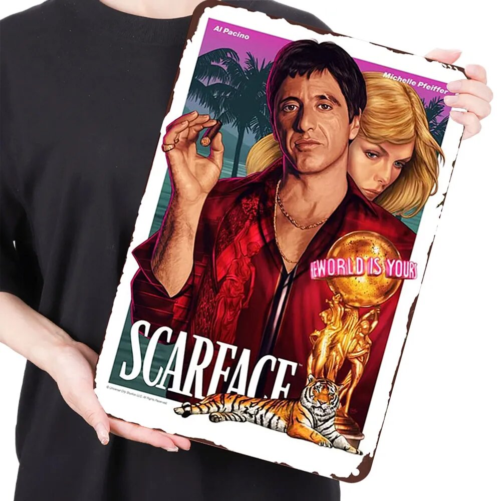 Металлическая настенная картина 30 40 см, мотив Scarface