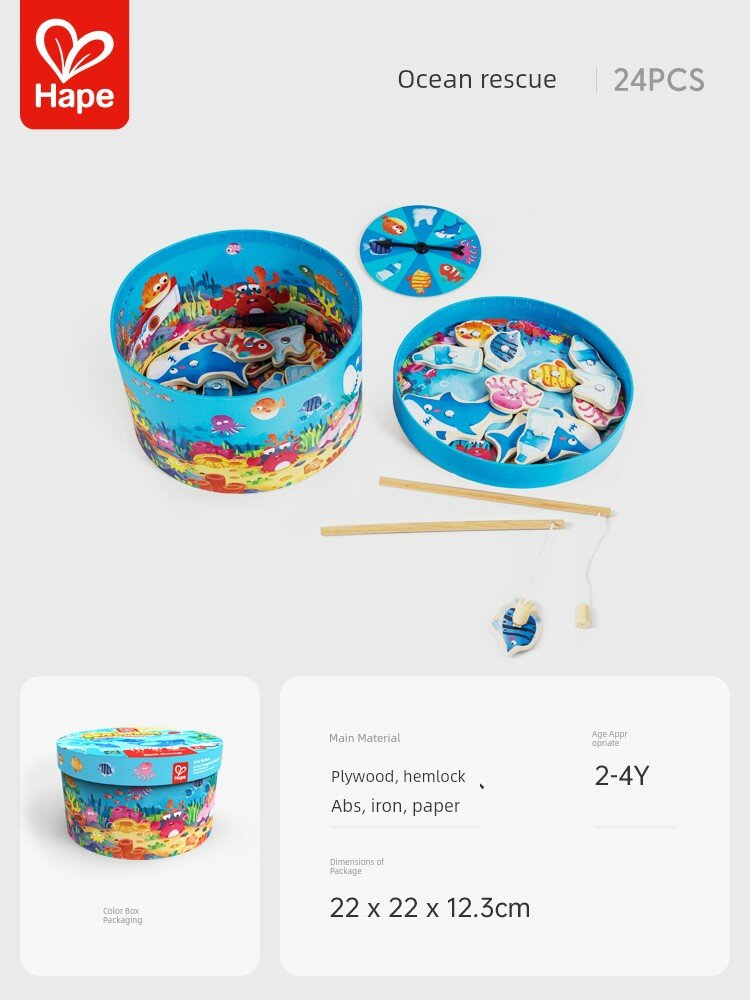 Hape Океанское спасение Обучающая игра с рыбной ловлей для детей 2-4 лет, интерактивная настольная игра