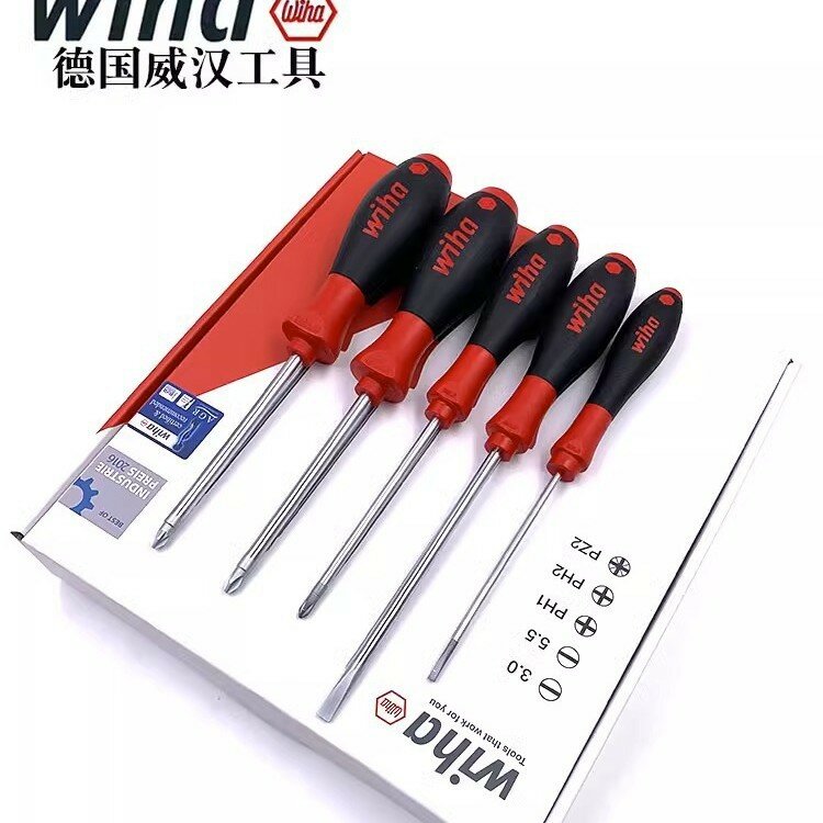 Wiha 5-пьесный набор отверток с 3мм плоскими, PH2, PZ2 и шестигранными головками для домашнего ремонта