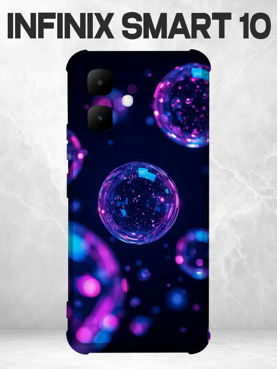 Чехол на Infinix Smart 10 4G с принтом Неоновые мыльные пузы