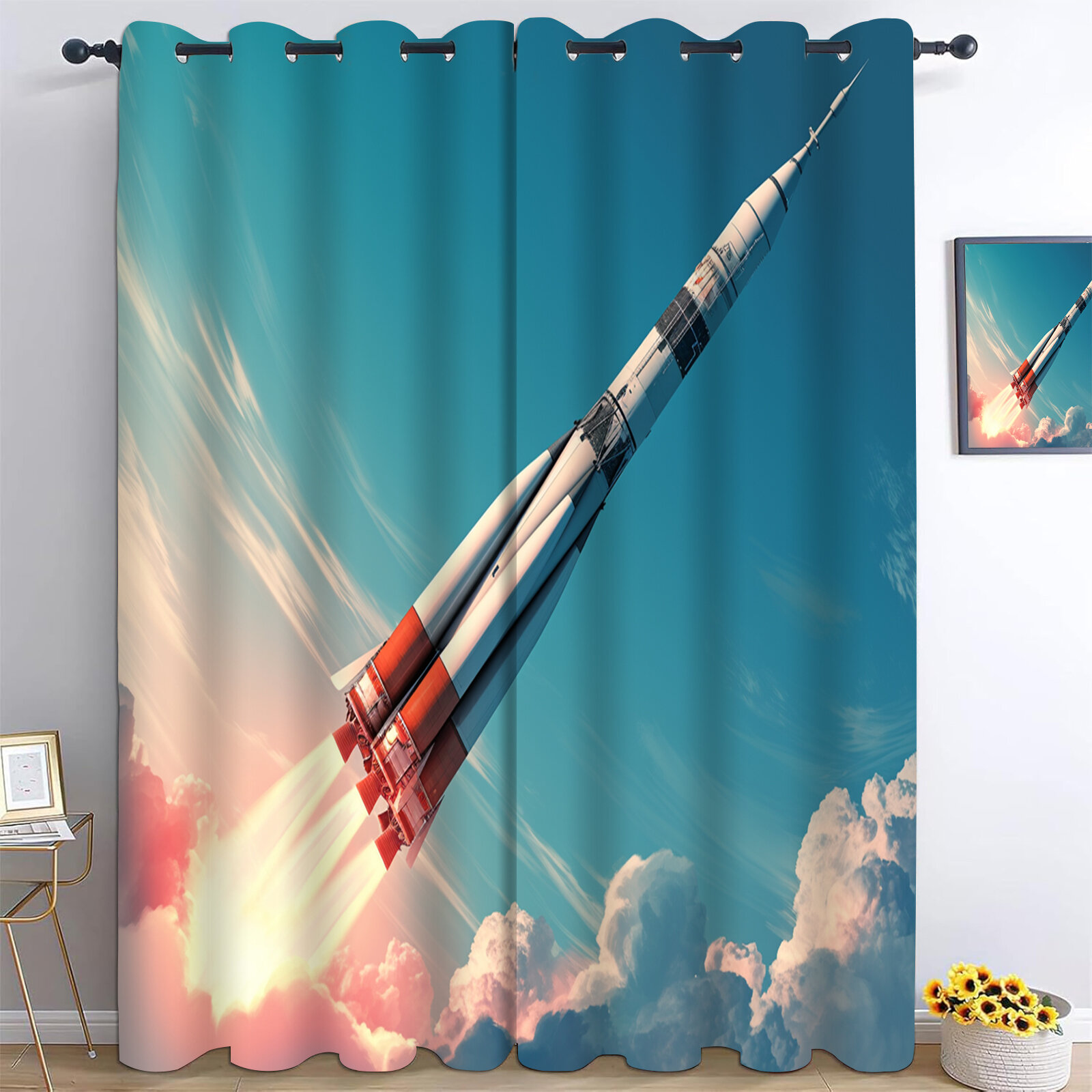 Ракета Комплект штор блэкаут на люверсах 2 шт, Пространство 145x240cm в спальню
