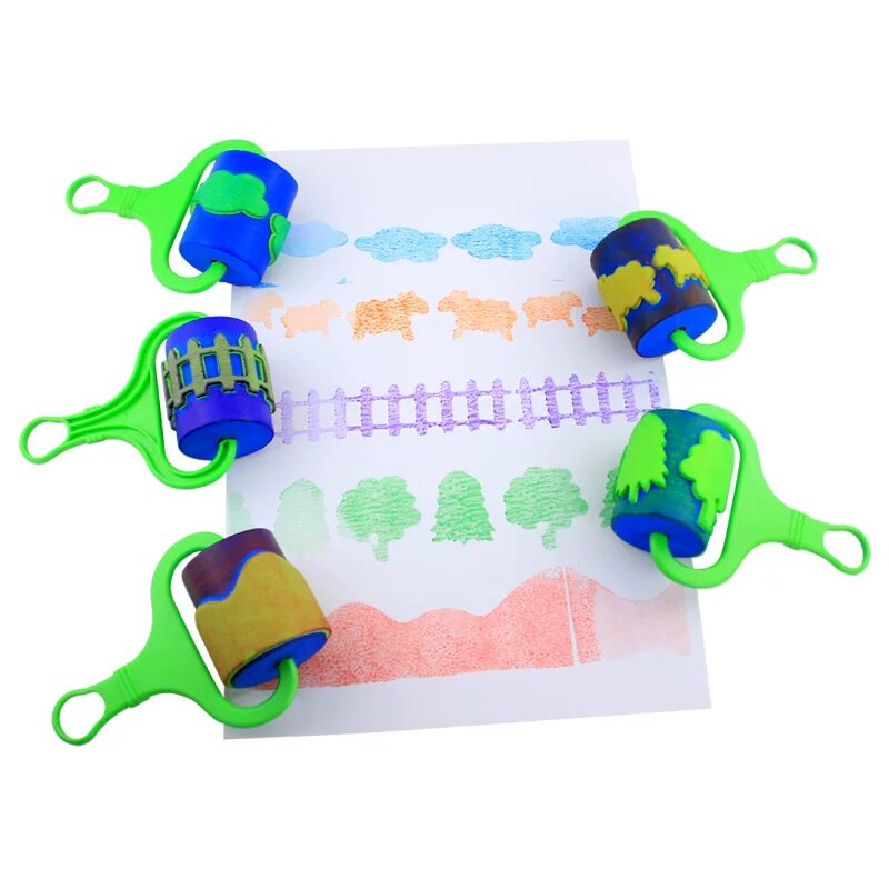 Набор роликовых штампов EVA с сельскохозяйственной тематикой и зеленой краской, 5 штук, для ручной живописи,