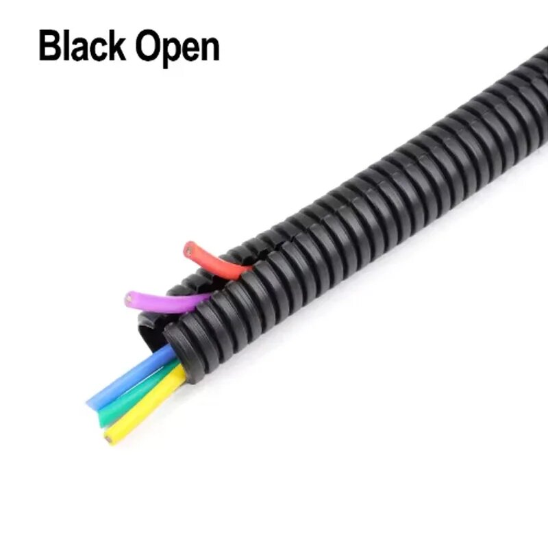 Гофрированная труба SL, пластик, 5.5~29 мм, черная Black Open, 2Meters, AD 13 x ID 10mm