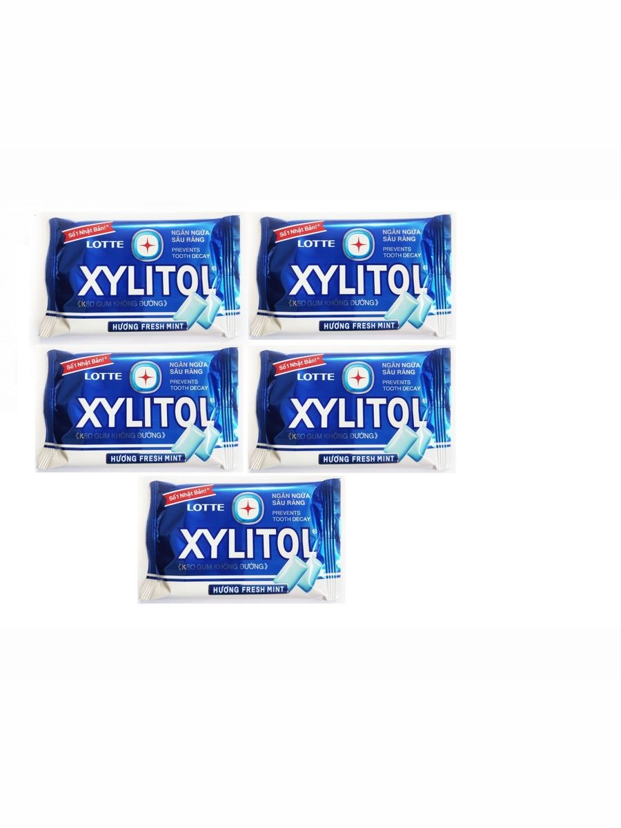 Резинка жевательная Xylitol Fresh Mint "Освежающая мята", Thai Lotte (5 блистеров х 11,6гр)