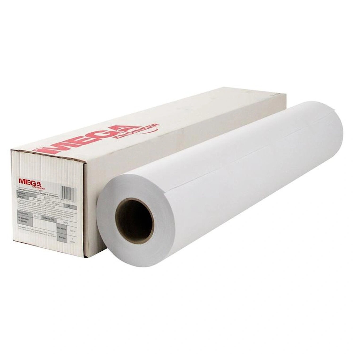 ProMega engineer Уценка. Бумага широкоформатная Комус (ProMega engineer) 80 г/кв. м, длина 175 м, ширина 841 мм, диаметр втулки 76 мм