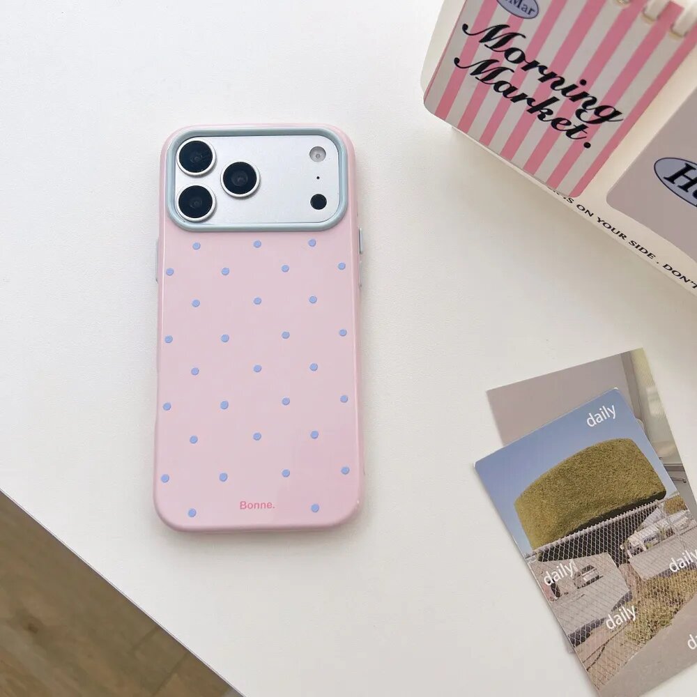 Чехол для iPhone 17 Pro Max, милый горошек, пастельные тона, мягкий силикон, противоударный, нескользящий, повседневный стиль, подарок