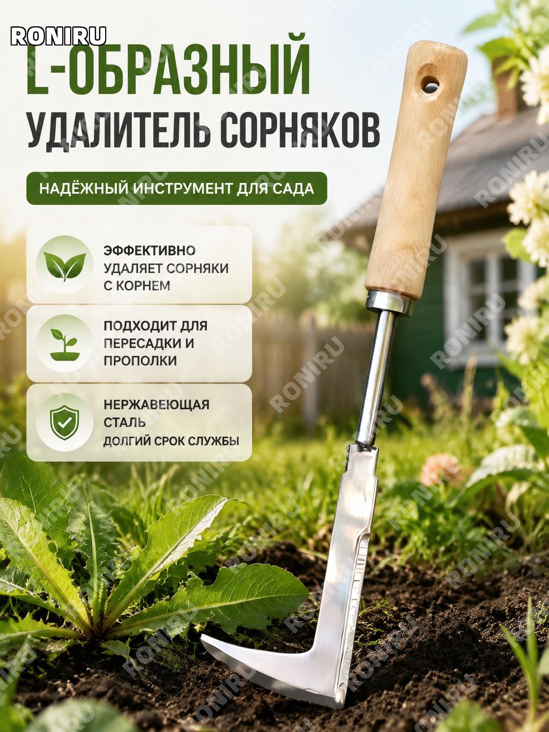 L-образный пропольник для удаления сорняков, рыхления почвы и корней из нержавеющей стали садовый инструмент