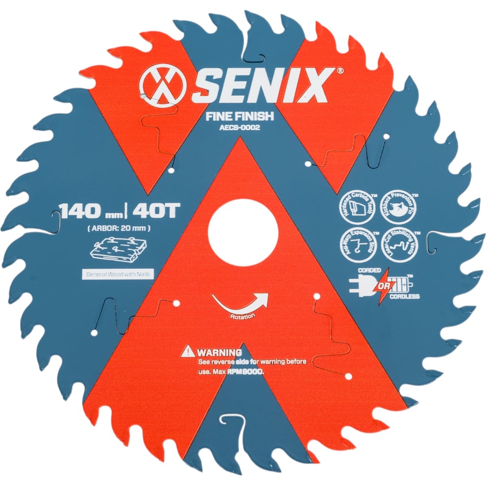Диск пильный по дереву 140х20 мм, 40Т SENIX AECS-0002