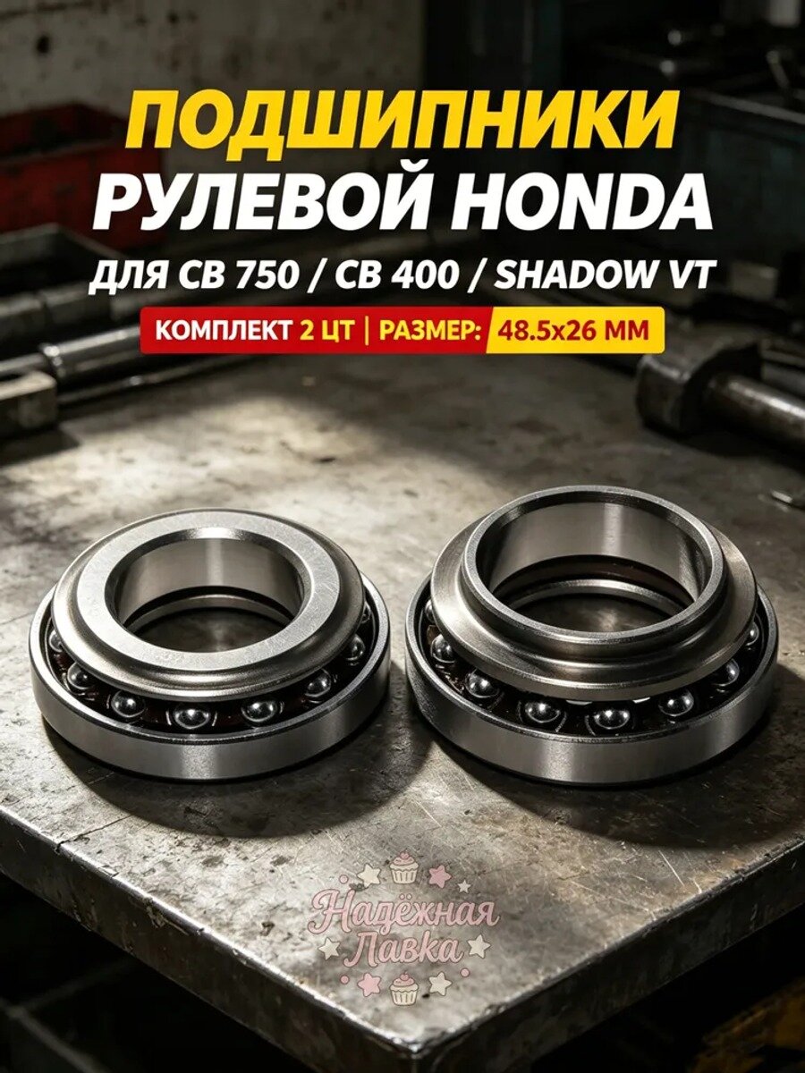 Подшипники рулевой колонки Honda CB 750, CB 400, Shadow VT, комплект 2 шт.