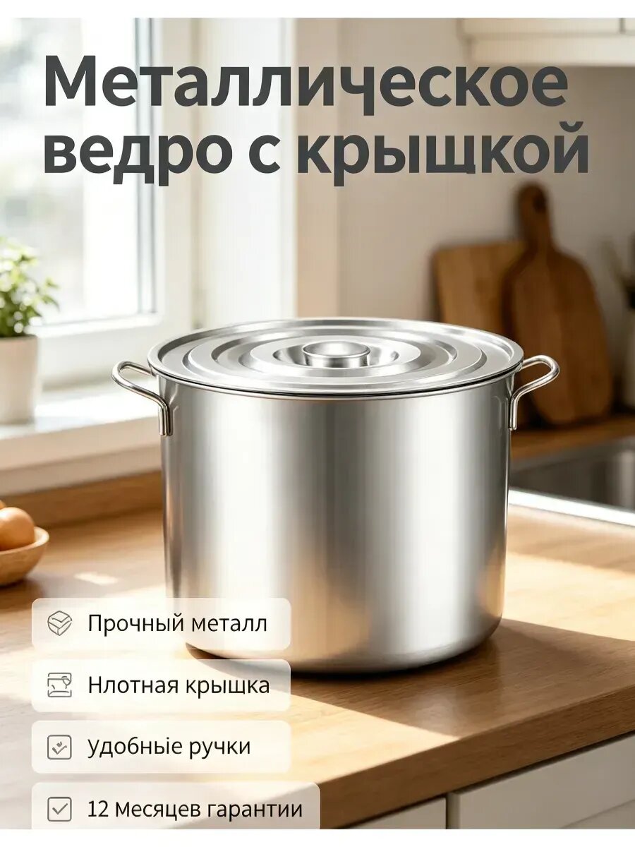 Кастрюля, Нержавеющая сталь, 40 л, 1 шт