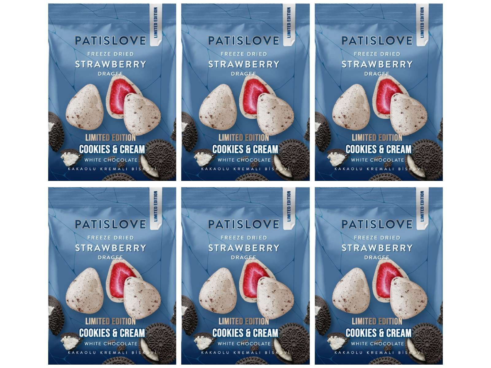 Patislove Драже клубника-белый шоколад-печенье, 50 г, 6 уп.