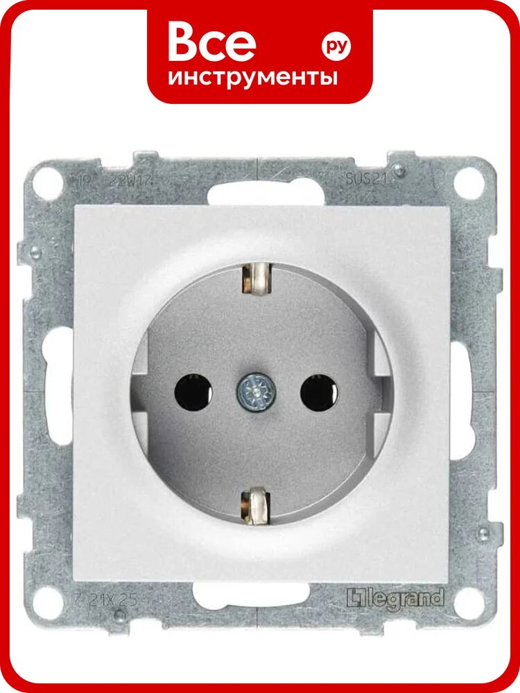 Силовая розетка Legrand SUNO 2К+З 16А 250В, винтовые зажимы, алюминий 721325