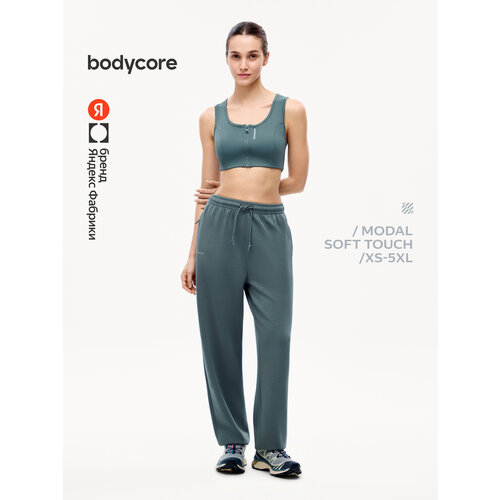 фото Брюки спортивные bodycore из смесового модала, размер 2xl, изумрудный
