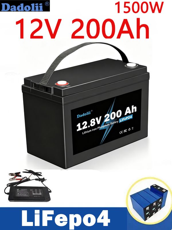 Аккумулятор LiFePO4 Dadolii 12.8V 200Ah 2560Втч с BMS, литий-железо-фосфатная батарея для солнечных систем, дачи, дома, автодома